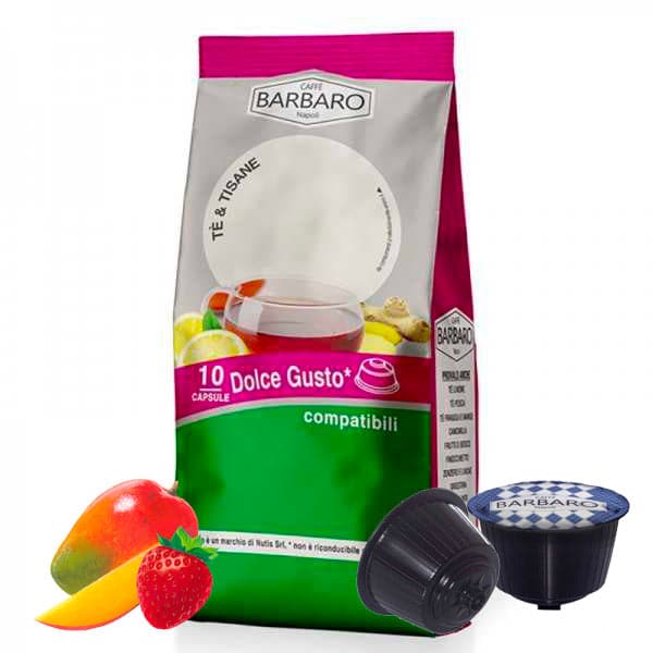 Capsule Caffè Barbaro compatibili con macchine a marchio Nescafé®* Dolce Gusto®* Infusi e Tisane - 10pz - Tisana Fragola e Mango